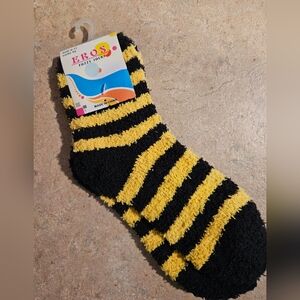 Fuzzy Socks - Black and Yellow Stripes Steelers Iowa colors Pittsburgh